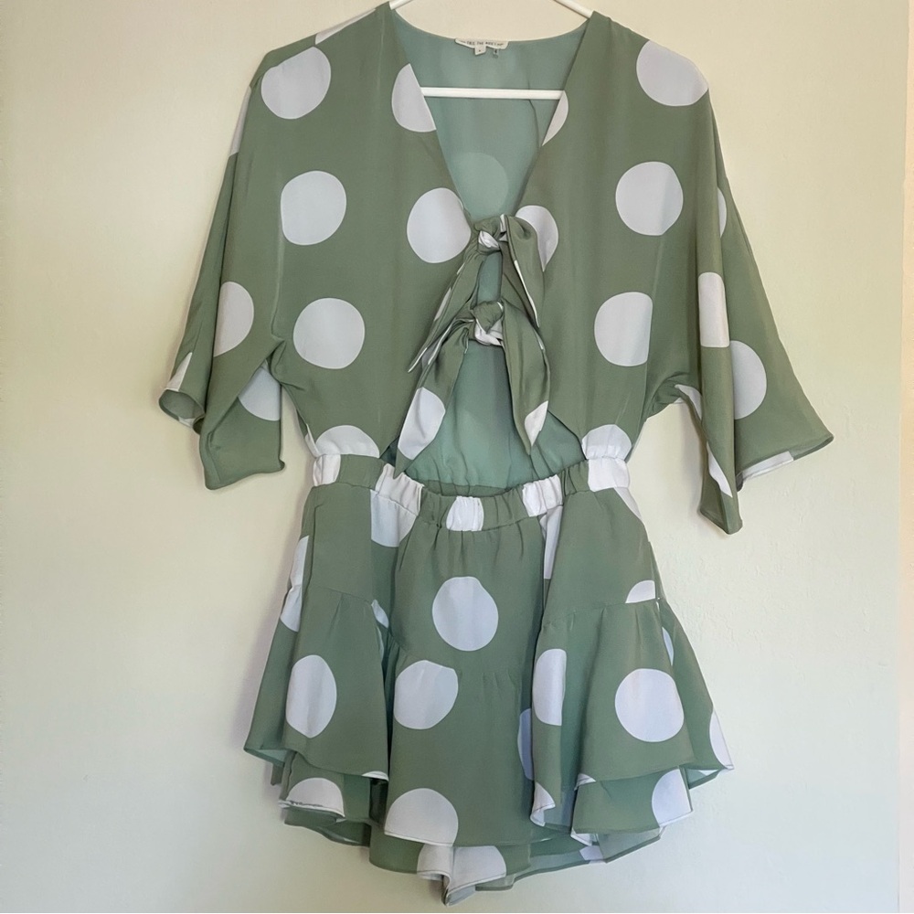 Free the Roses Knotted Front Romper Pistachio Size S